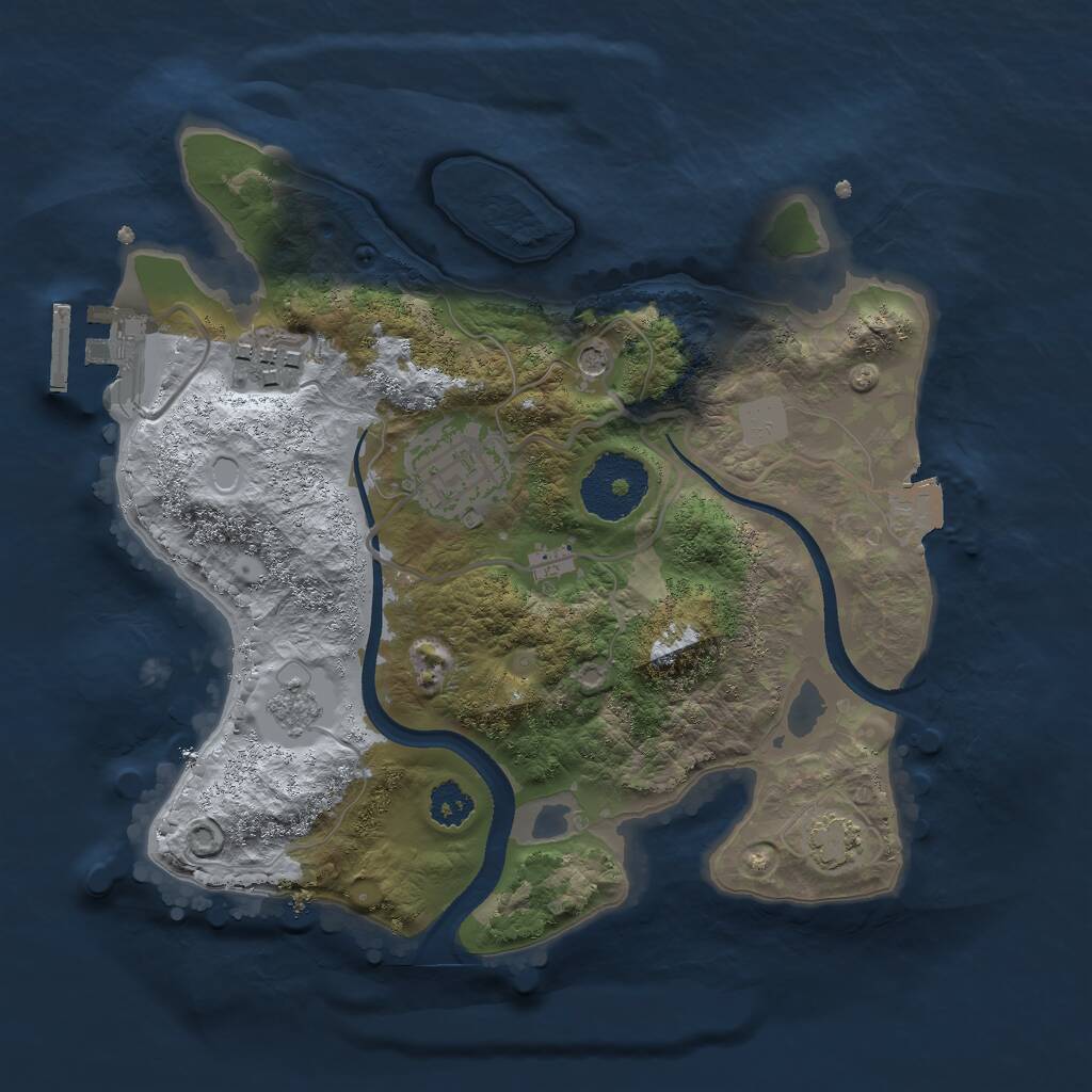 Rust Map: Procedural Map, Size: 2500, Seed: 82080, 7 Monuments