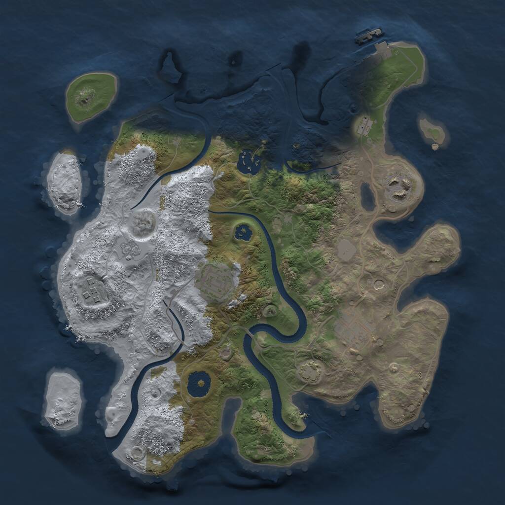 Rust Map: Procedural Map, Size: 3000, Seed: 1389090247, 10 Monuments
