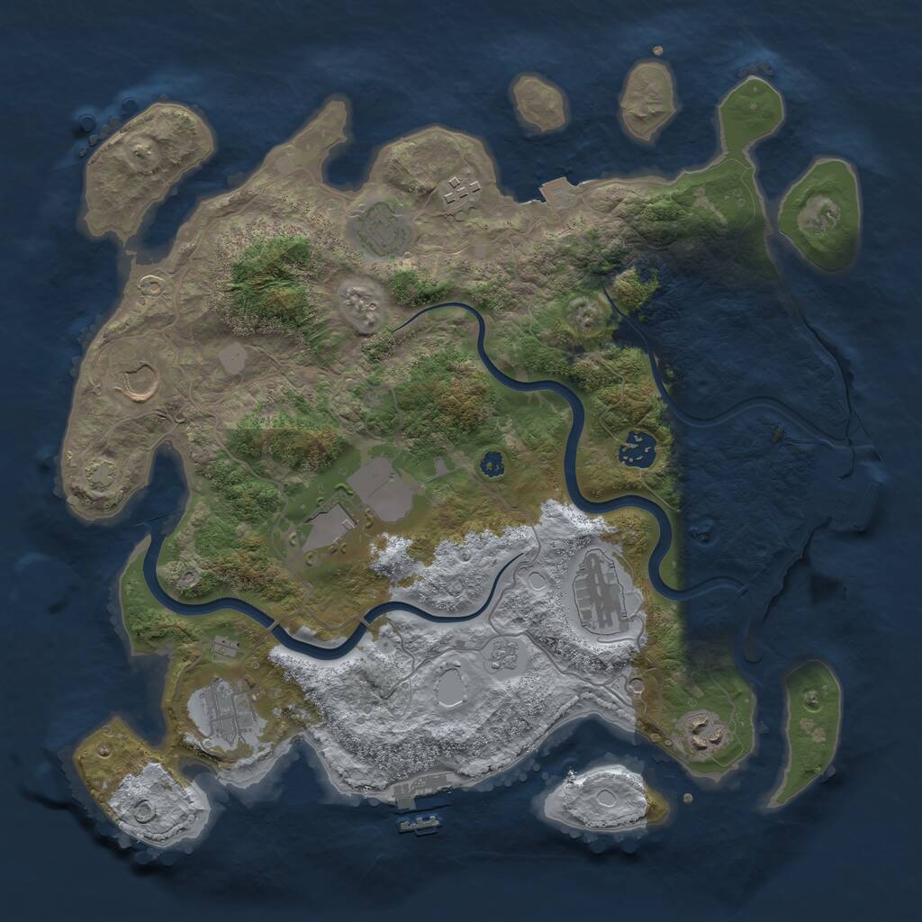 Rust Map: Procedural Map, Size: 3700, Seed: 1215175577, 14 Monuments