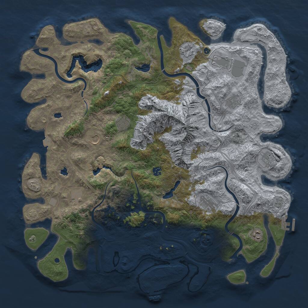 Rust Map: Procedural Map, Size: 5000, Seed: 6000039, 17 Monuments