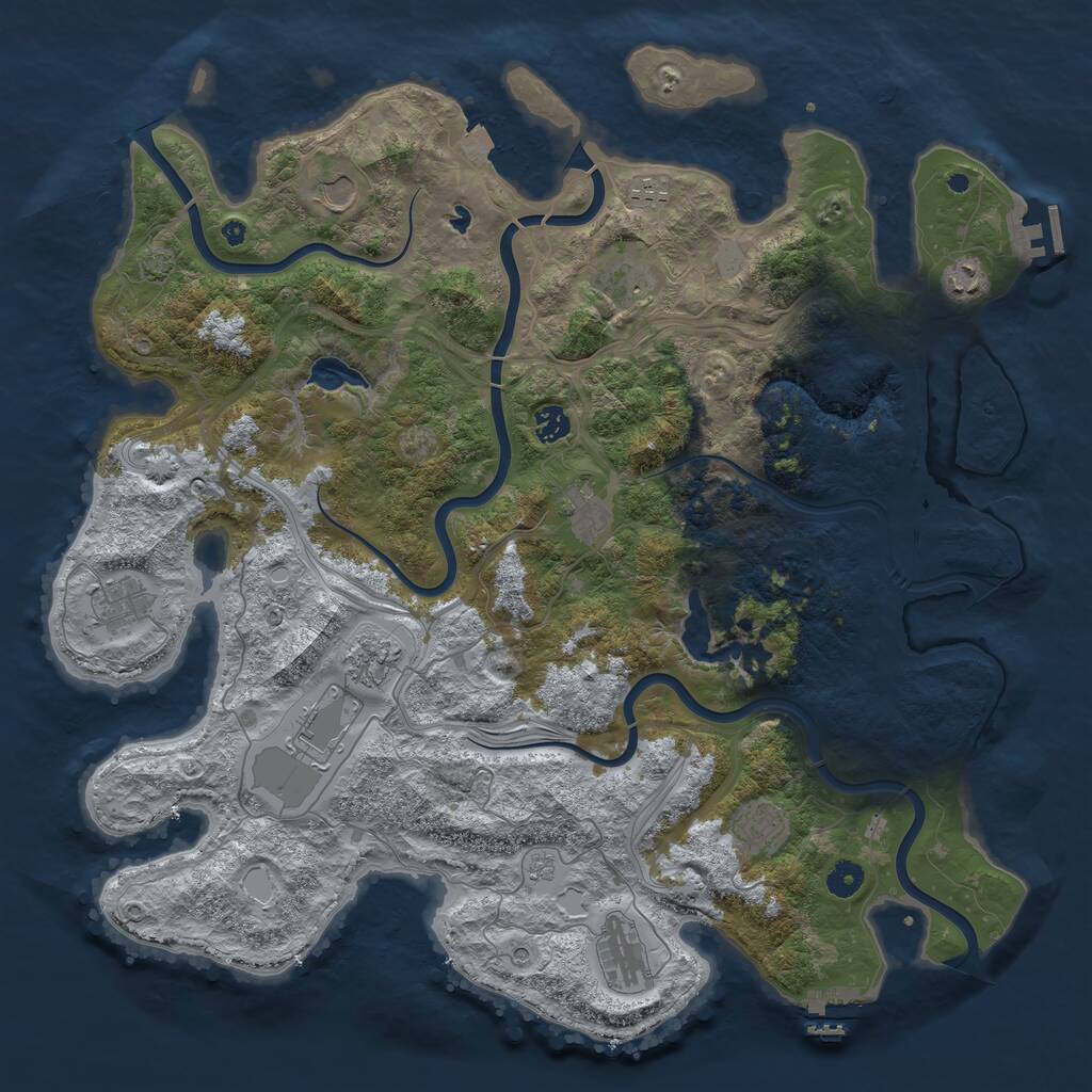 Rust Map: Procedural Map, Size: 4500, Seed: 1828943827, 17 Monuments