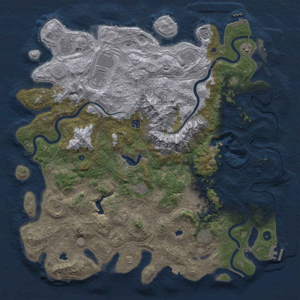 Rust Map: Procedural Map, Size: 5000, Seed: 93918791, 17 Monuments