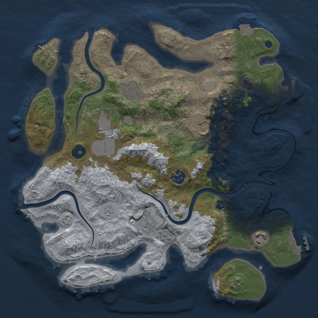 Rust Map: Procedural Map, Size: 3500, Seed: 342598756, 13 Monuments