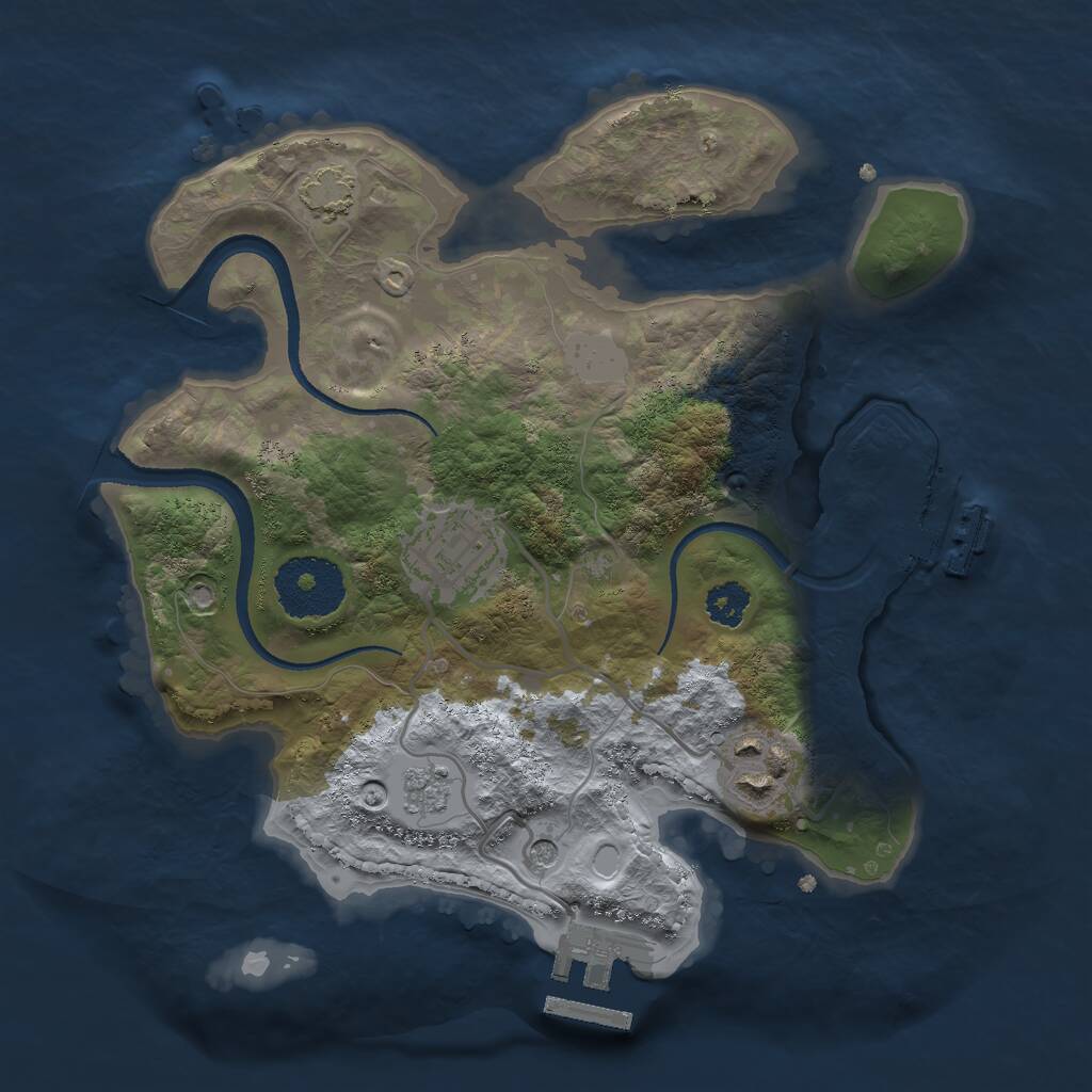 Rust Map: Procedural Map, Size: 2500, Seed: 1895876822, 8 Monuments