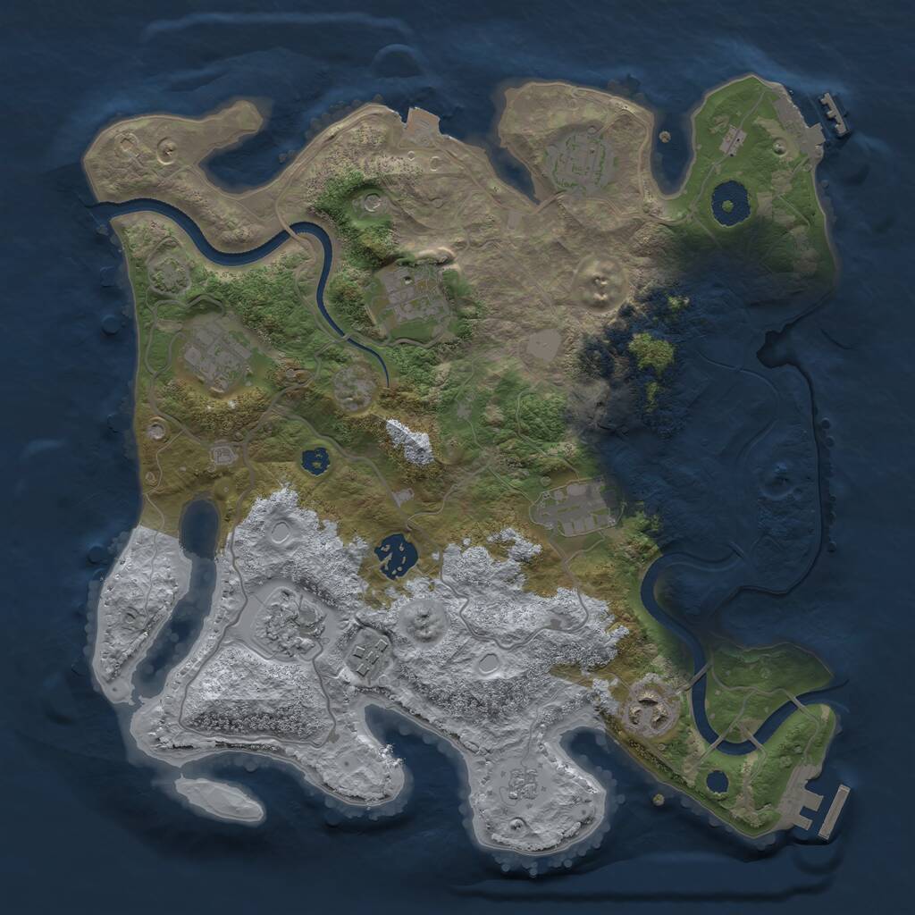 Rust Map: Procedural Map, Size: 3300, Seed: 1485593492, 14 Monuments