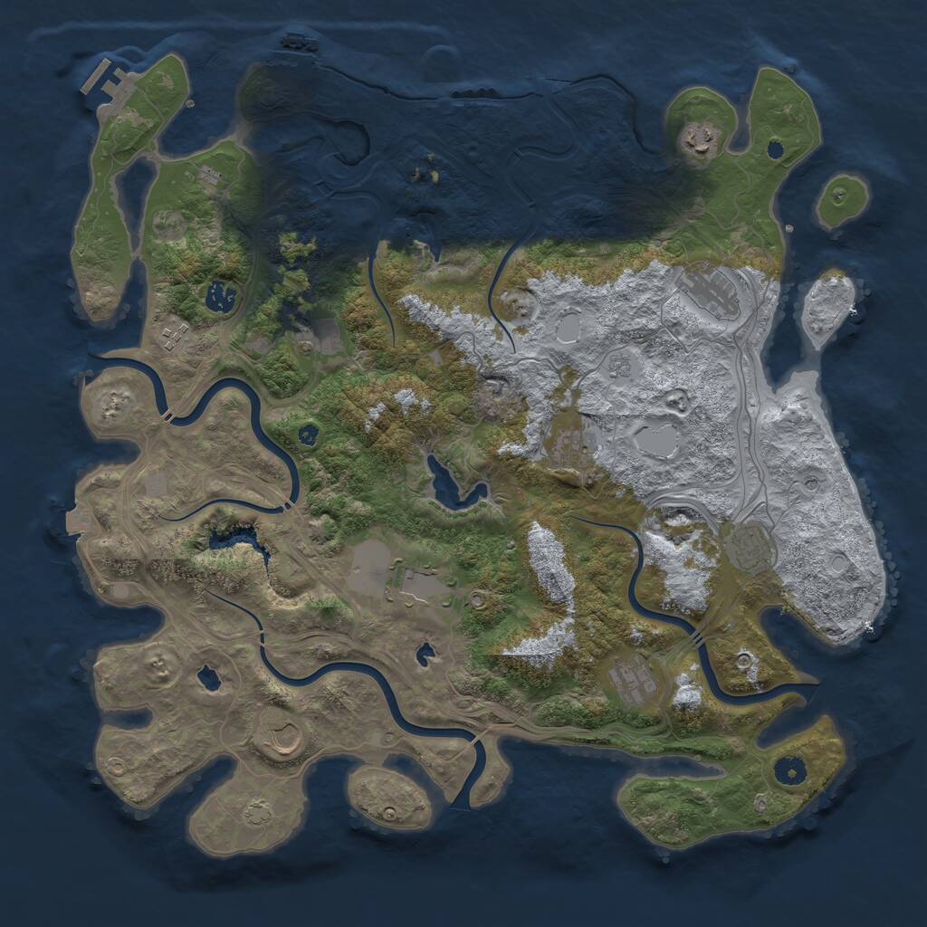 Rust Map: Procedural Map, Size: 4500, Seed: 1336629869, 16 Monuments