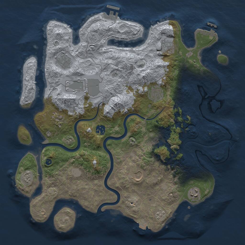 Rust Map: Procedural Map, Size: 3800, Seed: 311592992, 15 Monuments