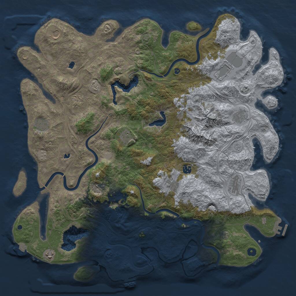 Rust Map: Procedural Map, Size: 5000, Seed: 3737373, 17 Monuments