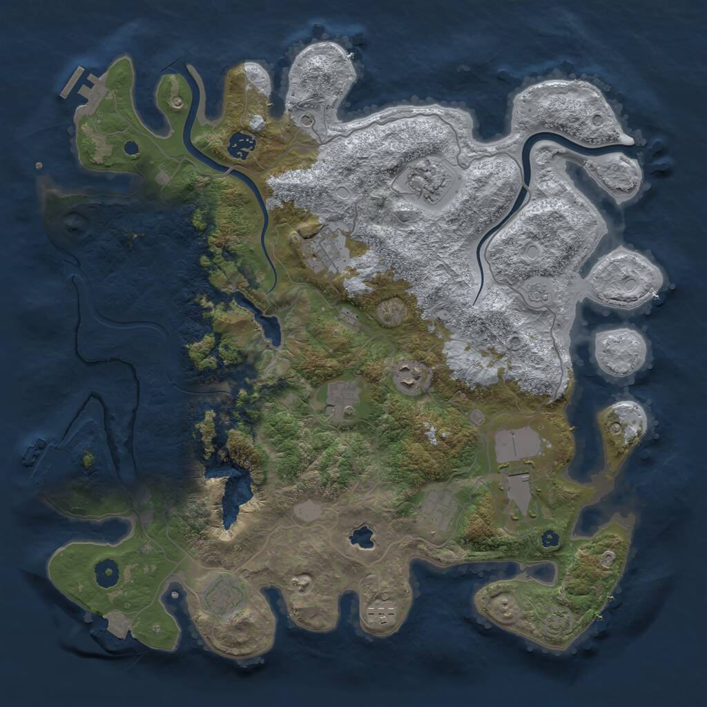 Rust Map: Procedural Map, Size: 4000, Seed: 1984025470, 15 Monuments