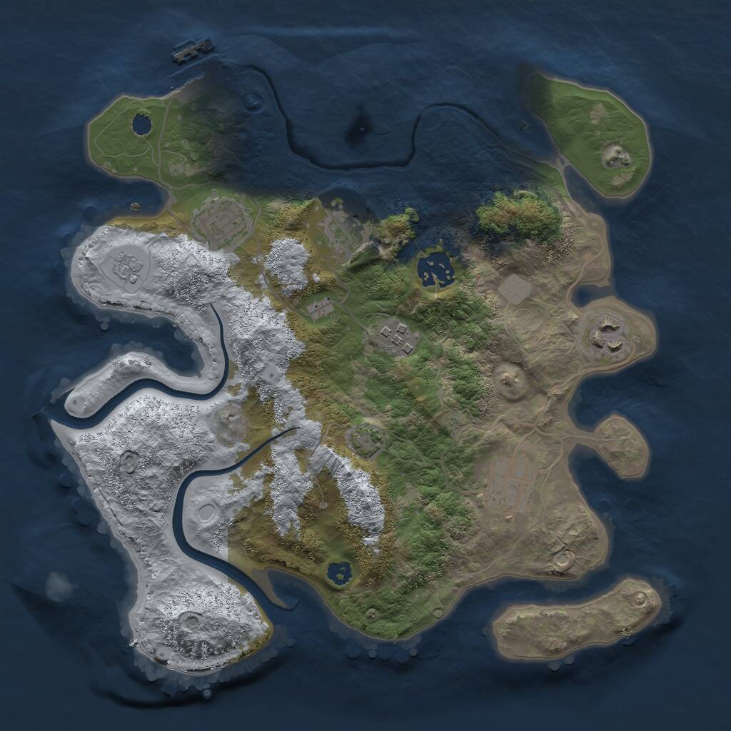 Rust Map: Procedural Map, Size: 3000, Seed: 18941, 10 Monuments
