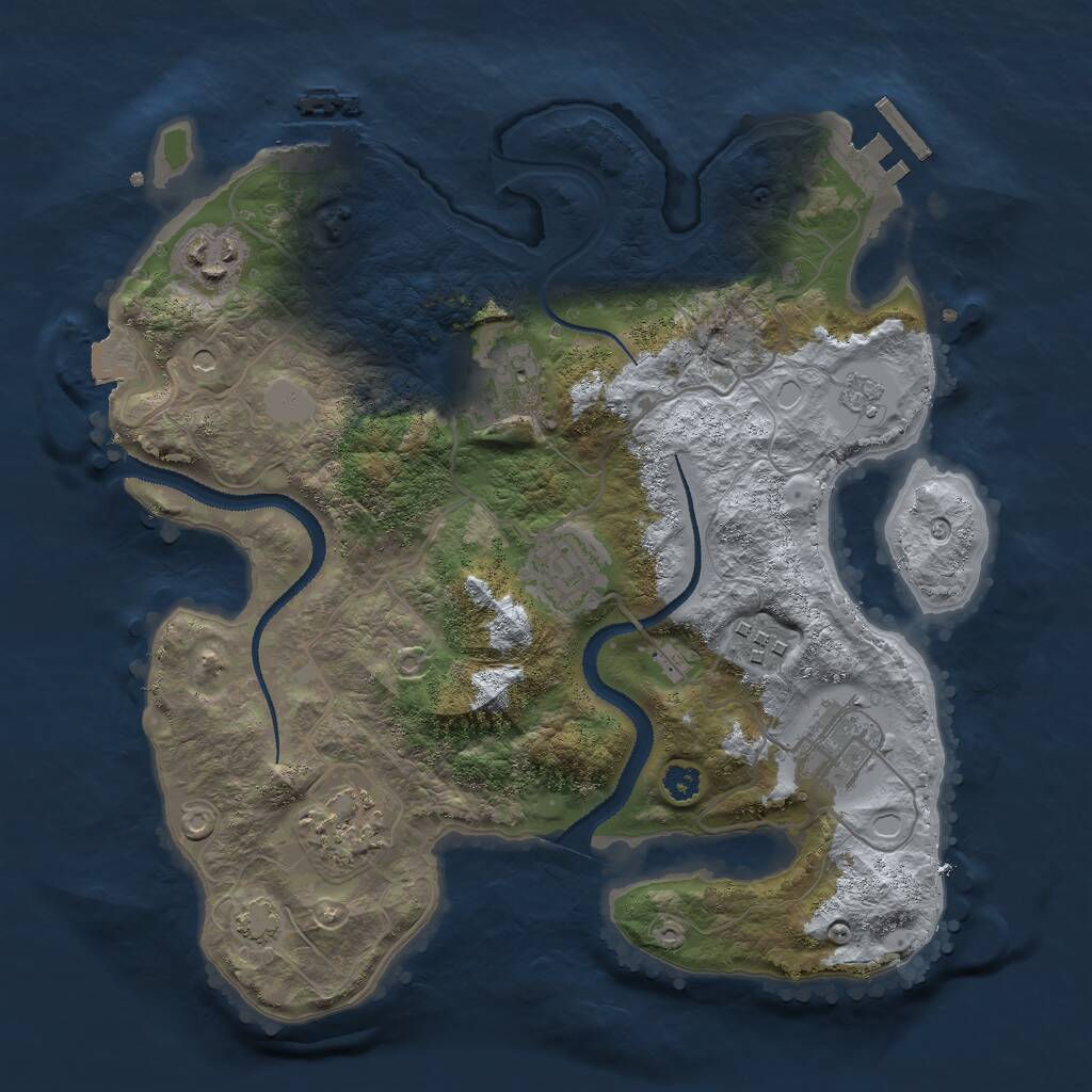 Rust Map: Procedural Map, Size: 3000, Seed: 2408, 12 Monuments