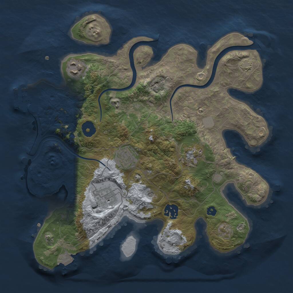 Rust Map: Procedural Map, Size: 3000, Seed: 1739437195, 9 Monuments