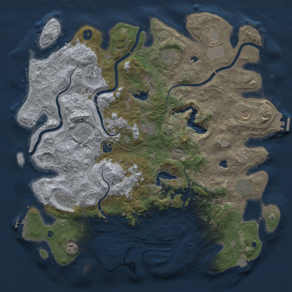 Rust Map: Procedural Map, Size: 4500, Seed: 5094713, 17 Monuments