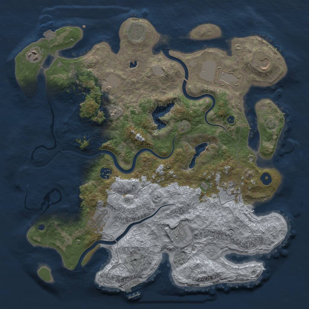 Rust Map: Procedural Map, Size: 4000, Seed: 34050634, 16 Monuments