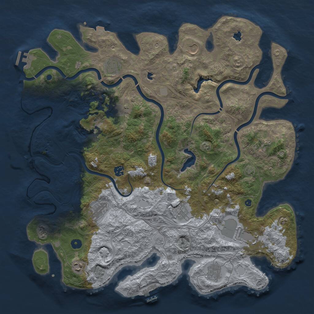 Rust Map: Procedural Map, Size: 4500, Seed: 1945142868, 17 Monuments