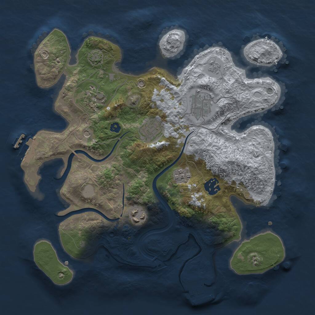 Rust Map: Procedural Map, Size: 3000, Seed: 1623097675, 12 Monuments
