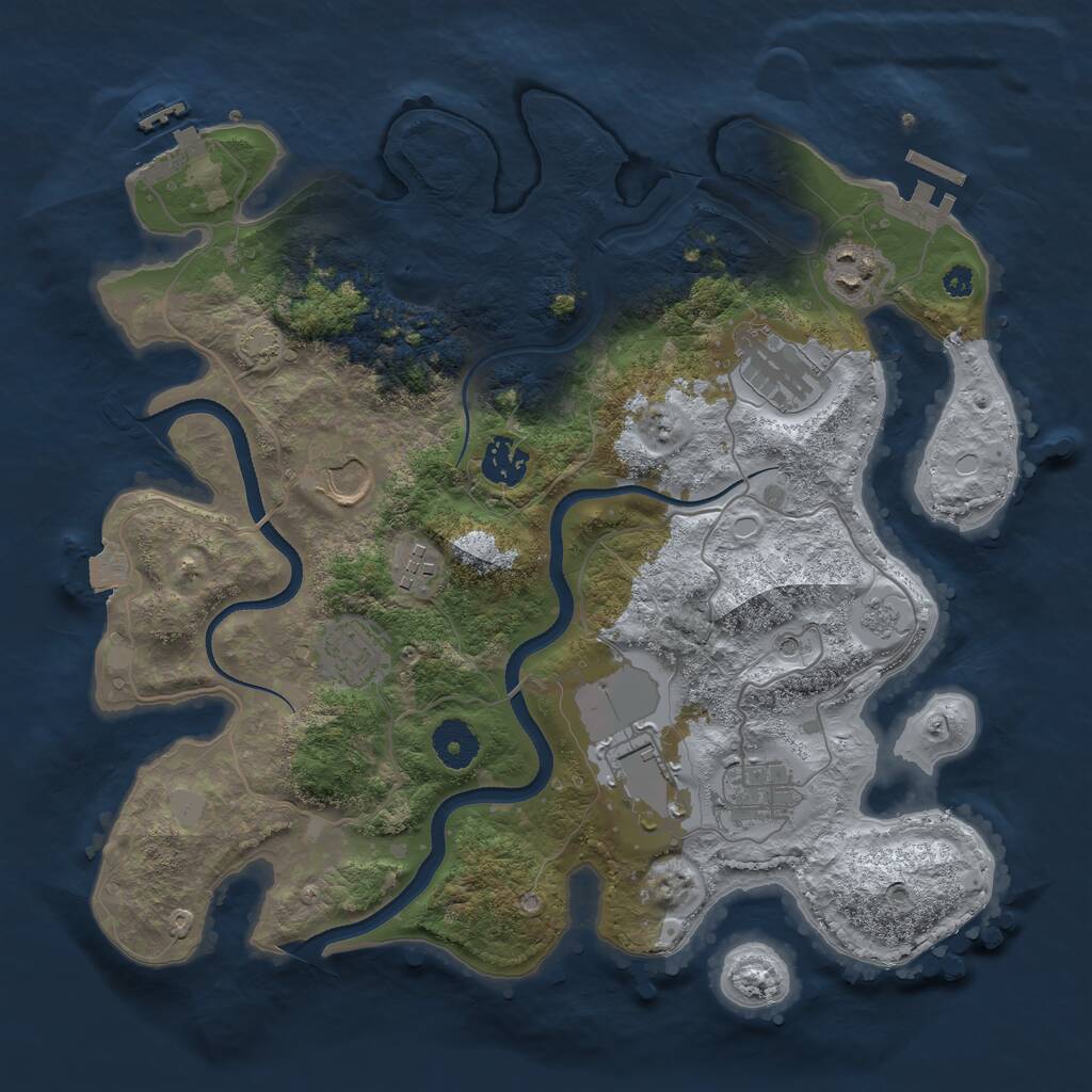 Rust Map: Procedural Map, Size: 3500, Seed: 1024058173, 14 Monuments