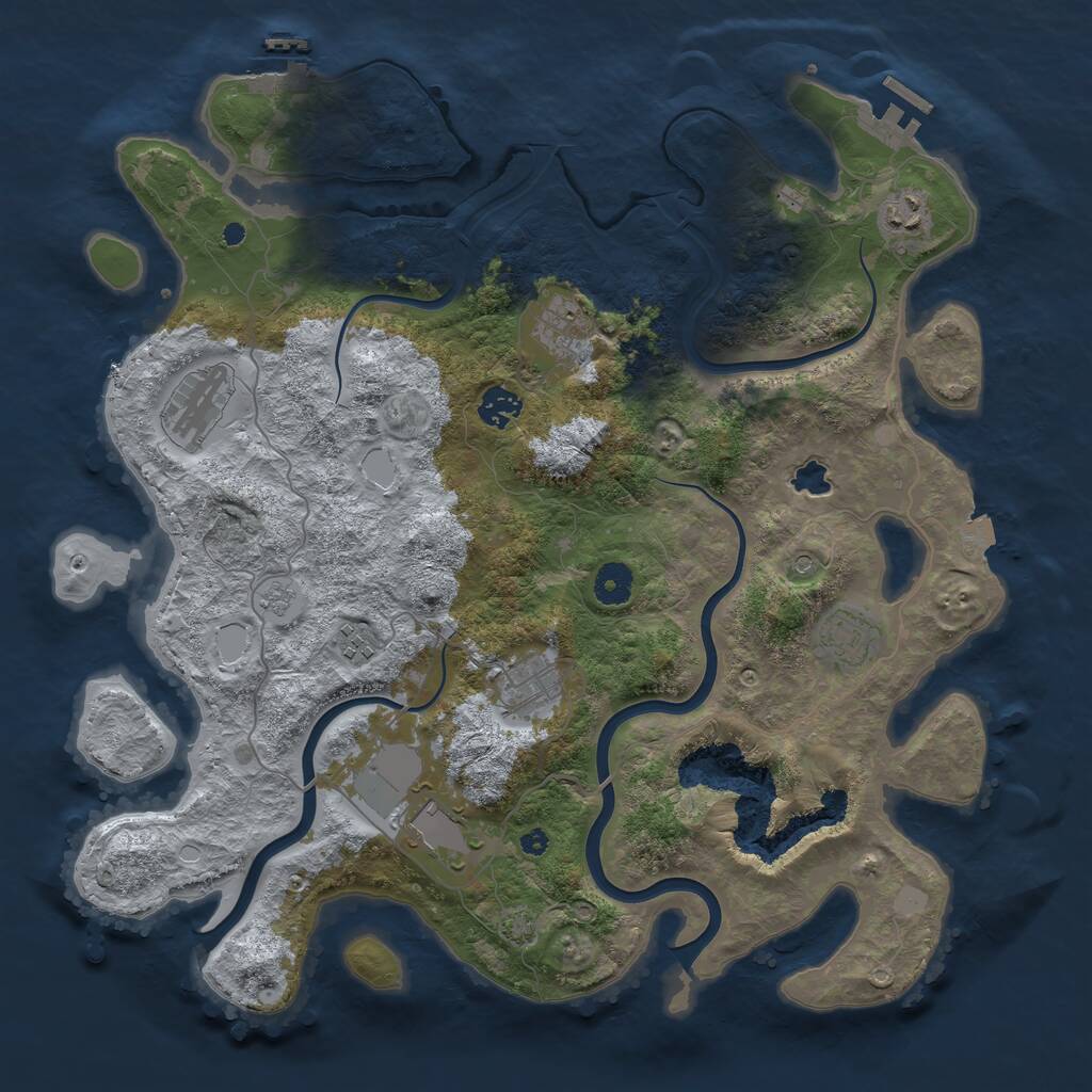 Rust Map: Procedural Map, Size: 4000, Seed: 671, 14 Monuments