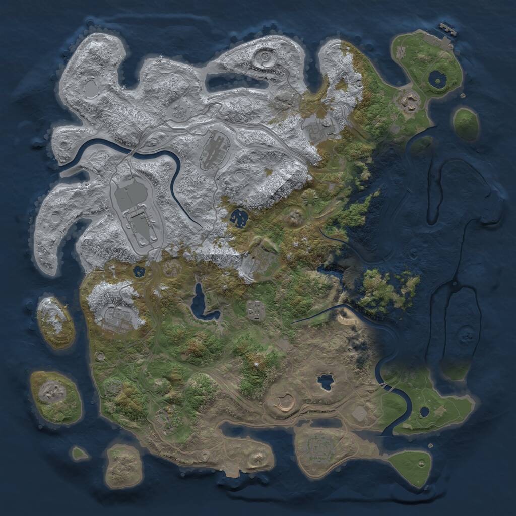 Rust Map: Procedural Map, Size: 4300, Seed: 582488214, 17 Monuments