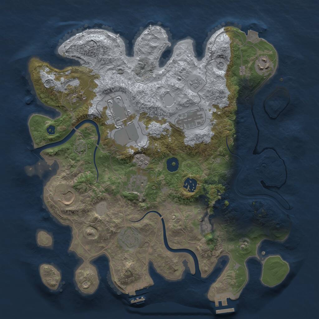 Rust Map: Procedural Map, Size: 3500, Seed: 1115684697, 16 Monuments