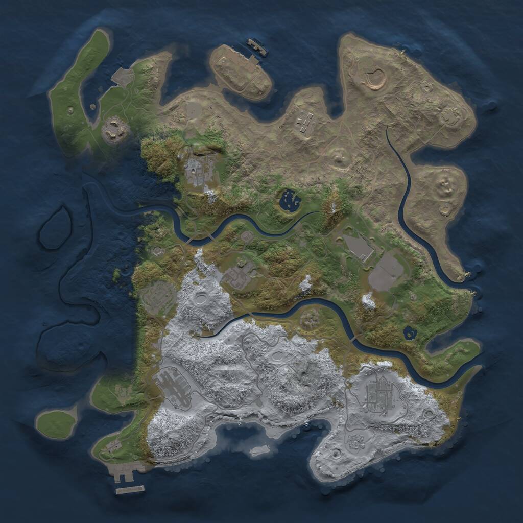 Rust Map: Procedural Map, Size: 3700, Seed: 1445615458, 16 Monuments