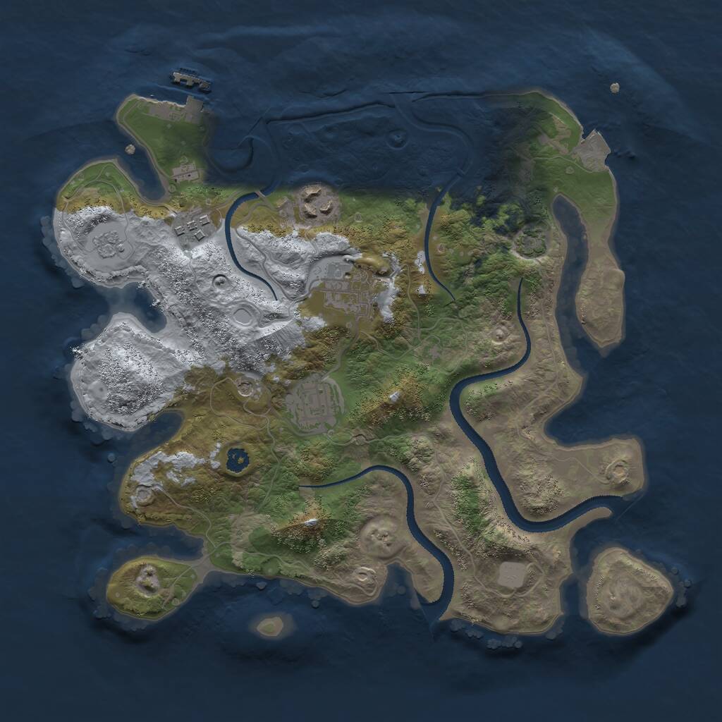 Rust Map: Procedural Map, Size: 3000, Seed: 255056542, 9 Monuments