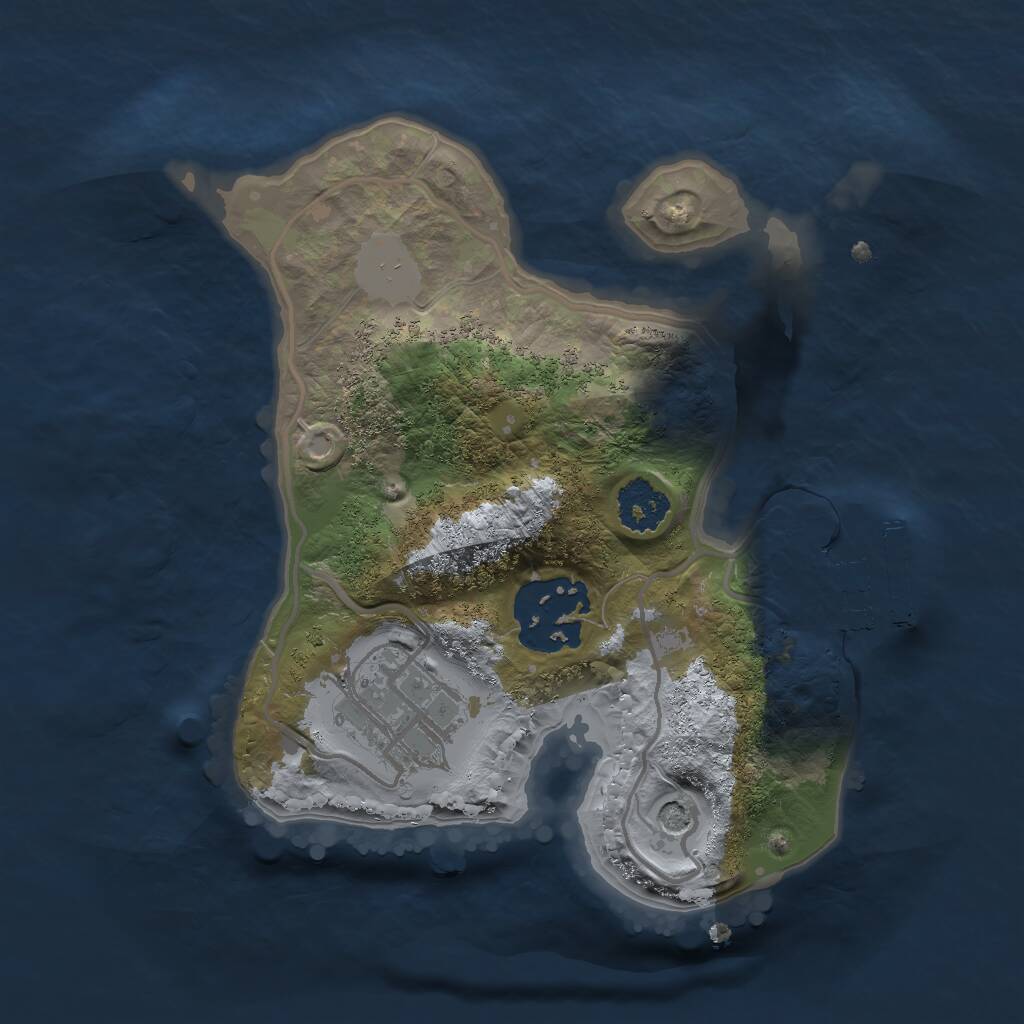 Rust Map: Procedural Map, Size: 2000, Seed: 411128406, 5 Monuments