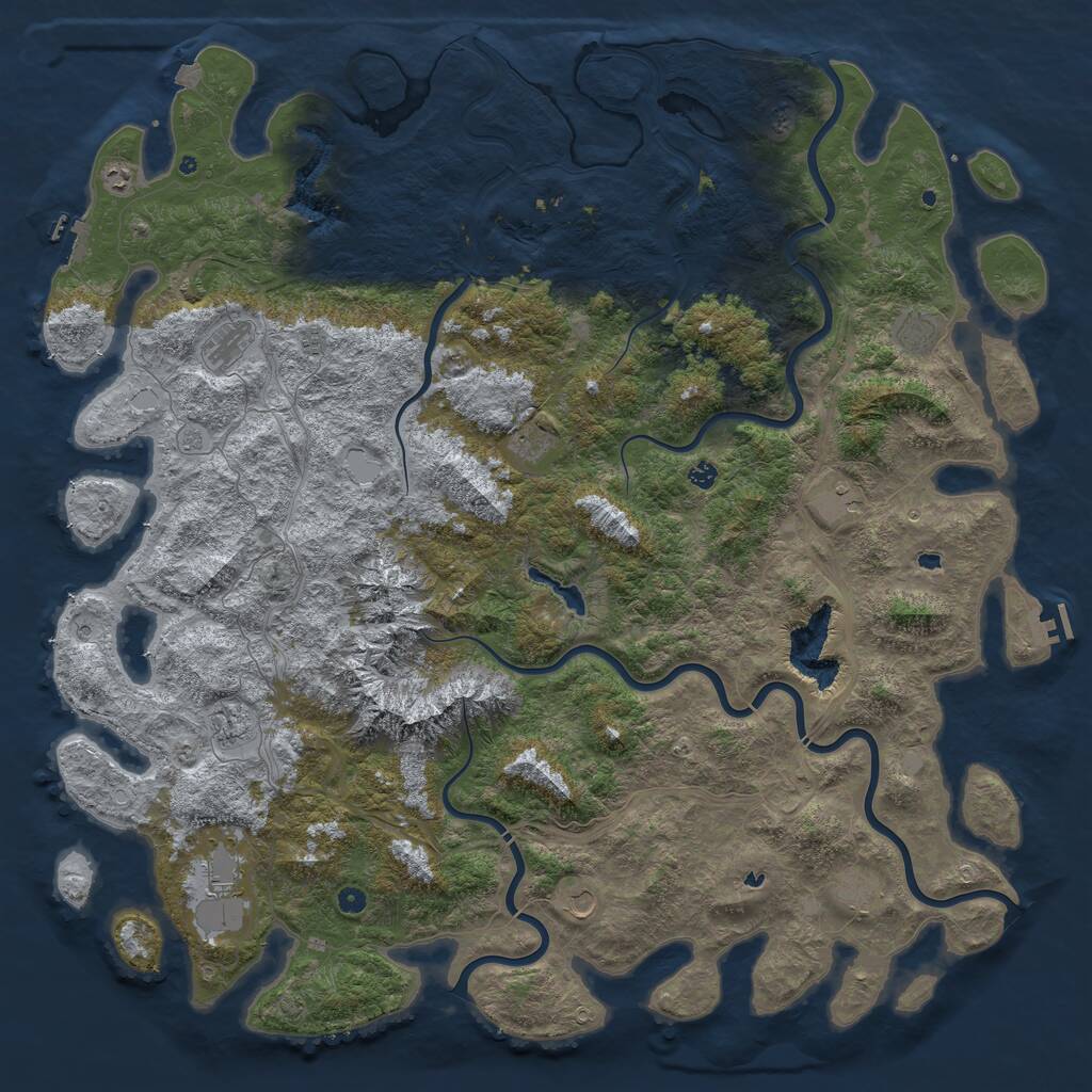 Rust Map: Procedural Map, Size: 6000, Seed: 1994, 17 Monuments