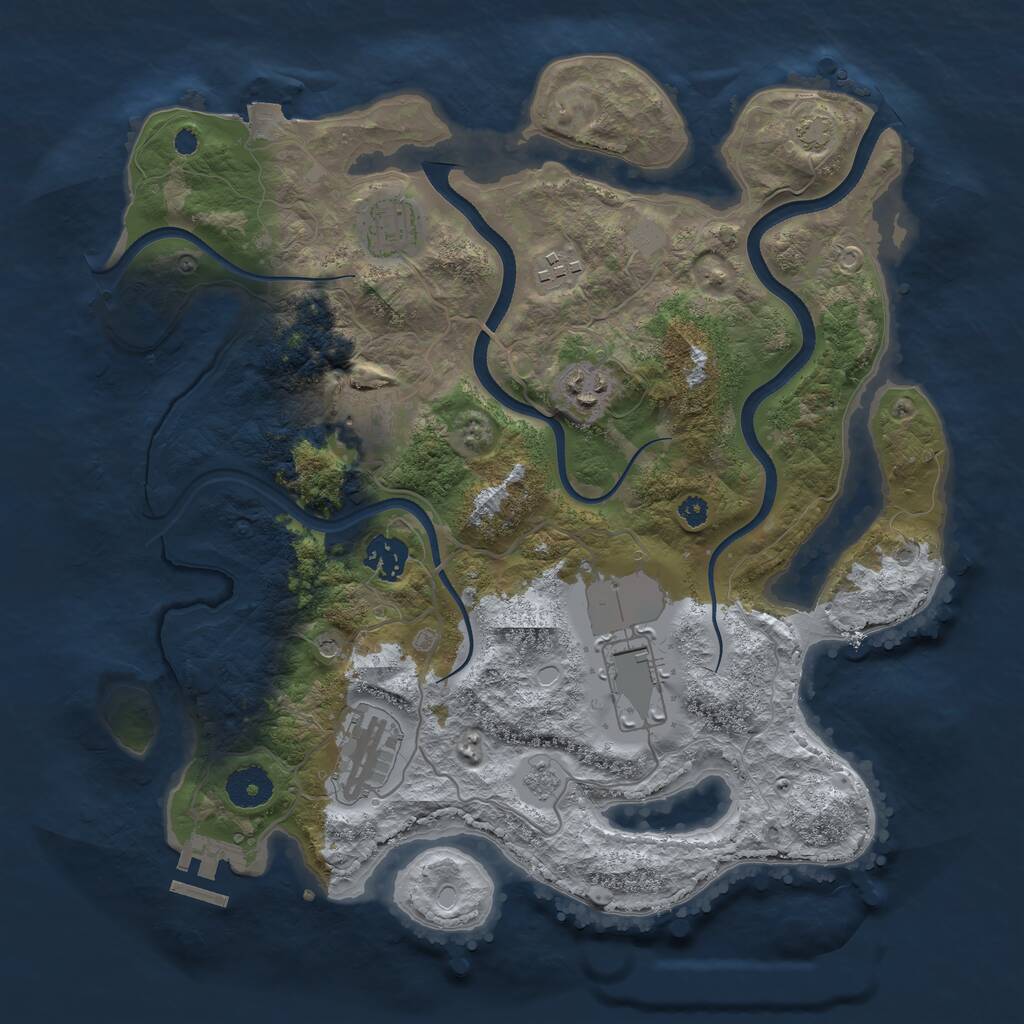 Rust Map: Procedural Map, Size: 3500, Seed: 1459693720, 12 Monuments