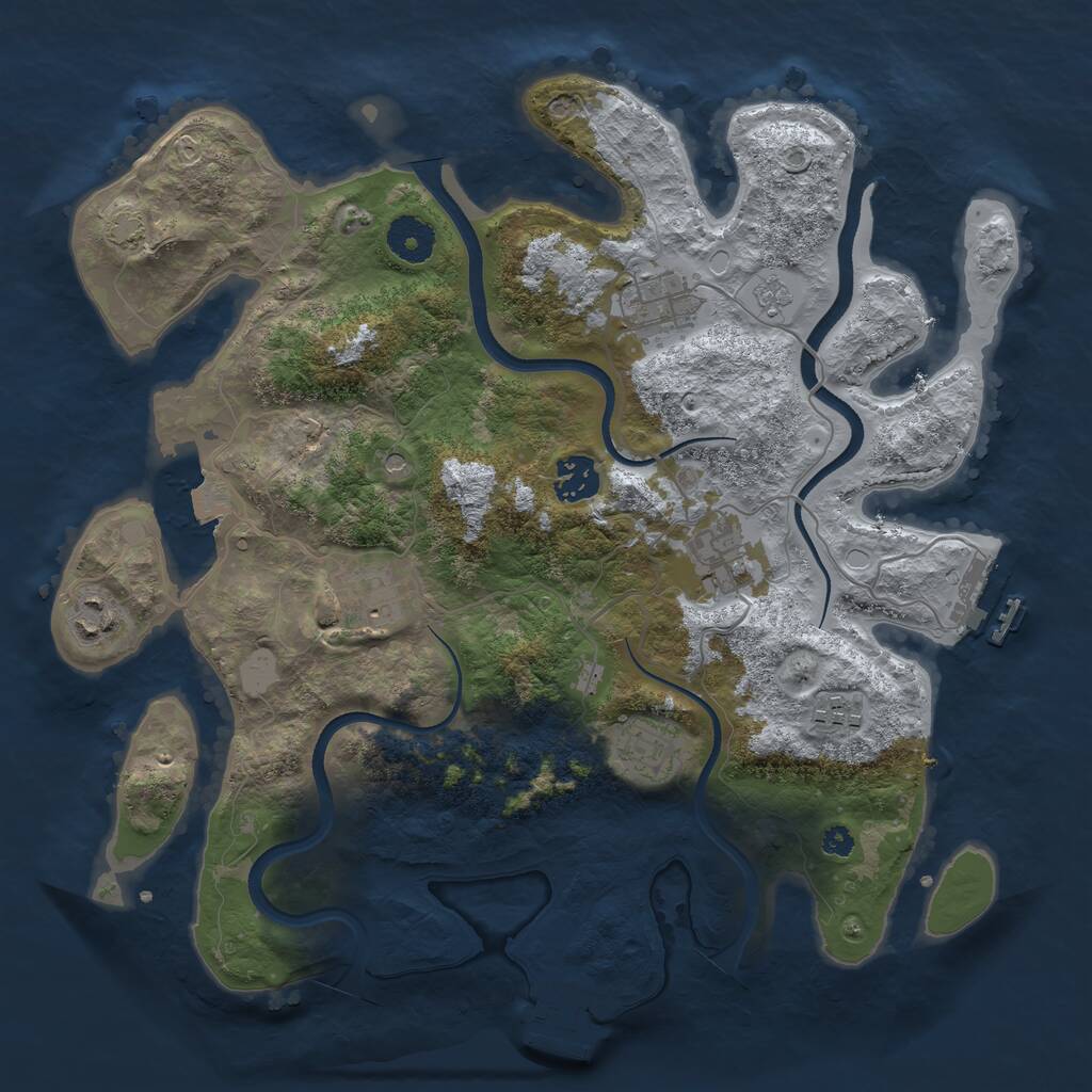 Rust Map: Procedural Map, Size: 3500, Seed: 835291, 13 Monuments