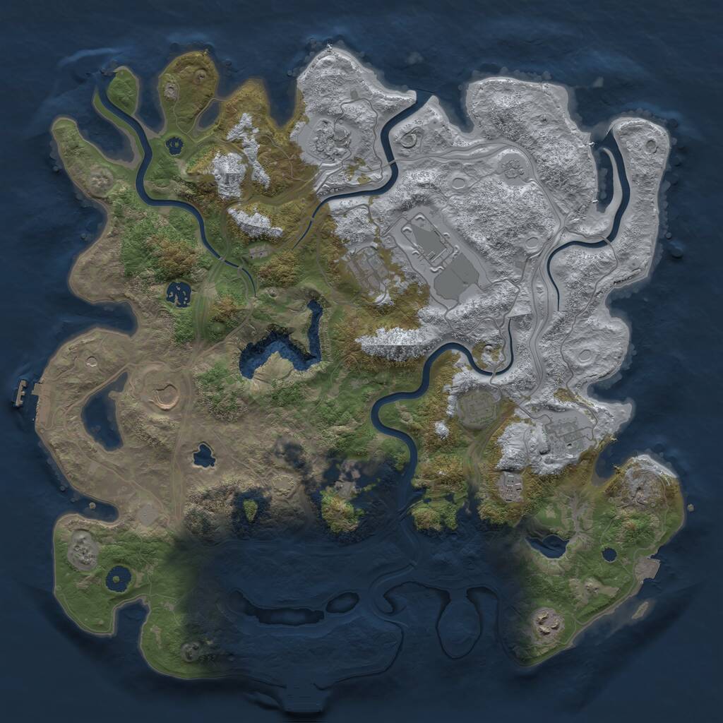 Rust Map: Procedural Map, Size: 4250, Seed: 497829, 16 Monuments