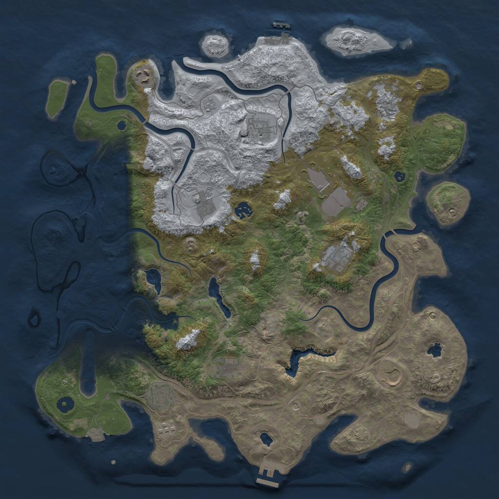 Rust Map: Procedural Map, Size: 4500, Seed: 940614153, 17 Monuments