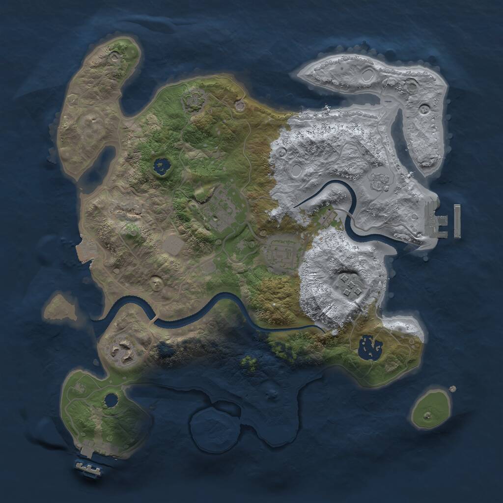 Rust Map: Procedural Map, Size: 3000, Seed: 20842, 10 Monuments