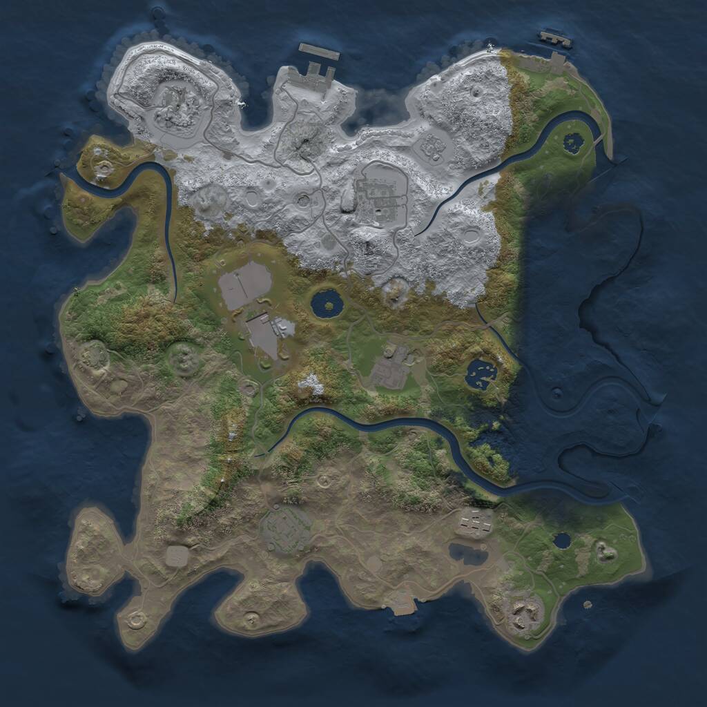 Rust Map: Procedural Map, Size: 3500, Seed: 1101715509, 14 Monuments