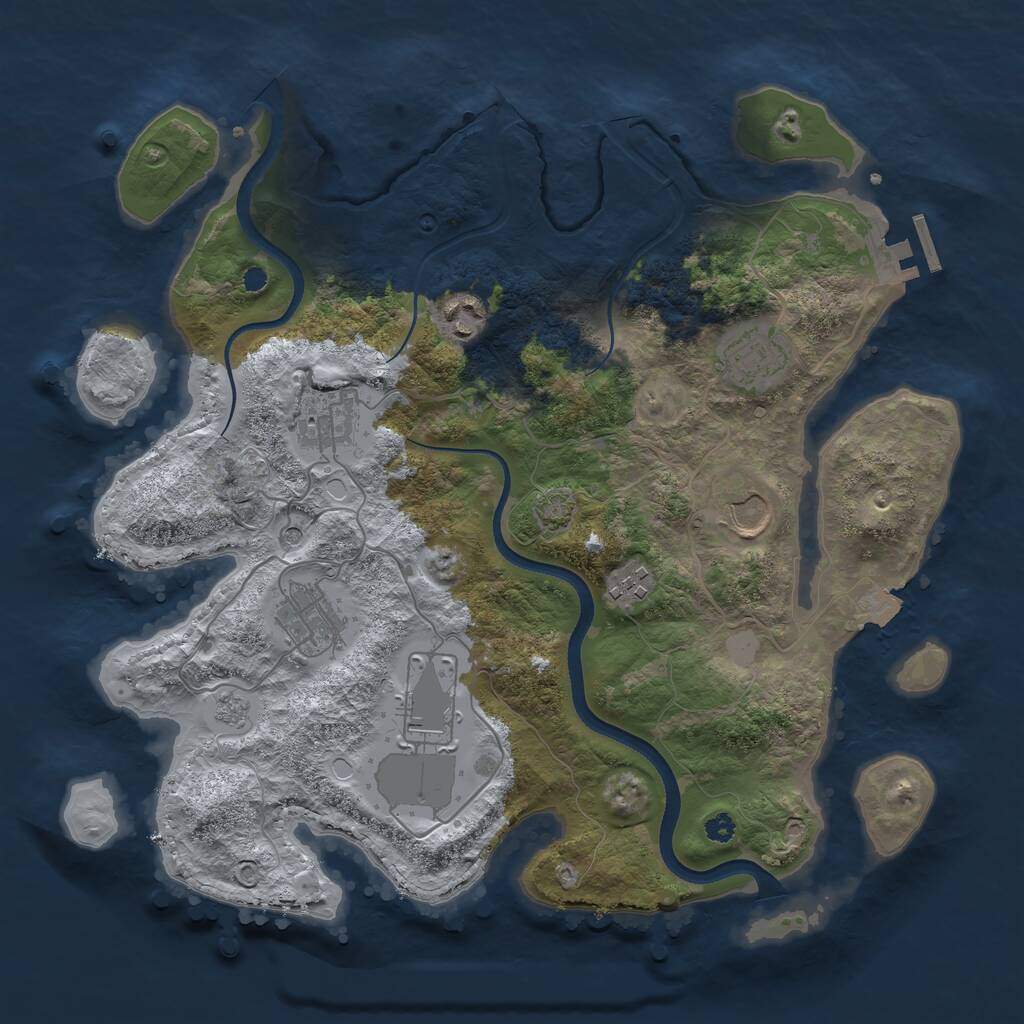 Rust Map: Procedural Map, Size: 3500, Seed: 86376615, 12 Monuments