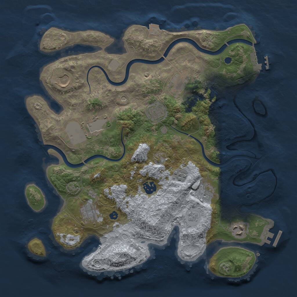 Rust Map: Procedural Map, Size: 3500, Seed: 1042310994, 15 Monuments