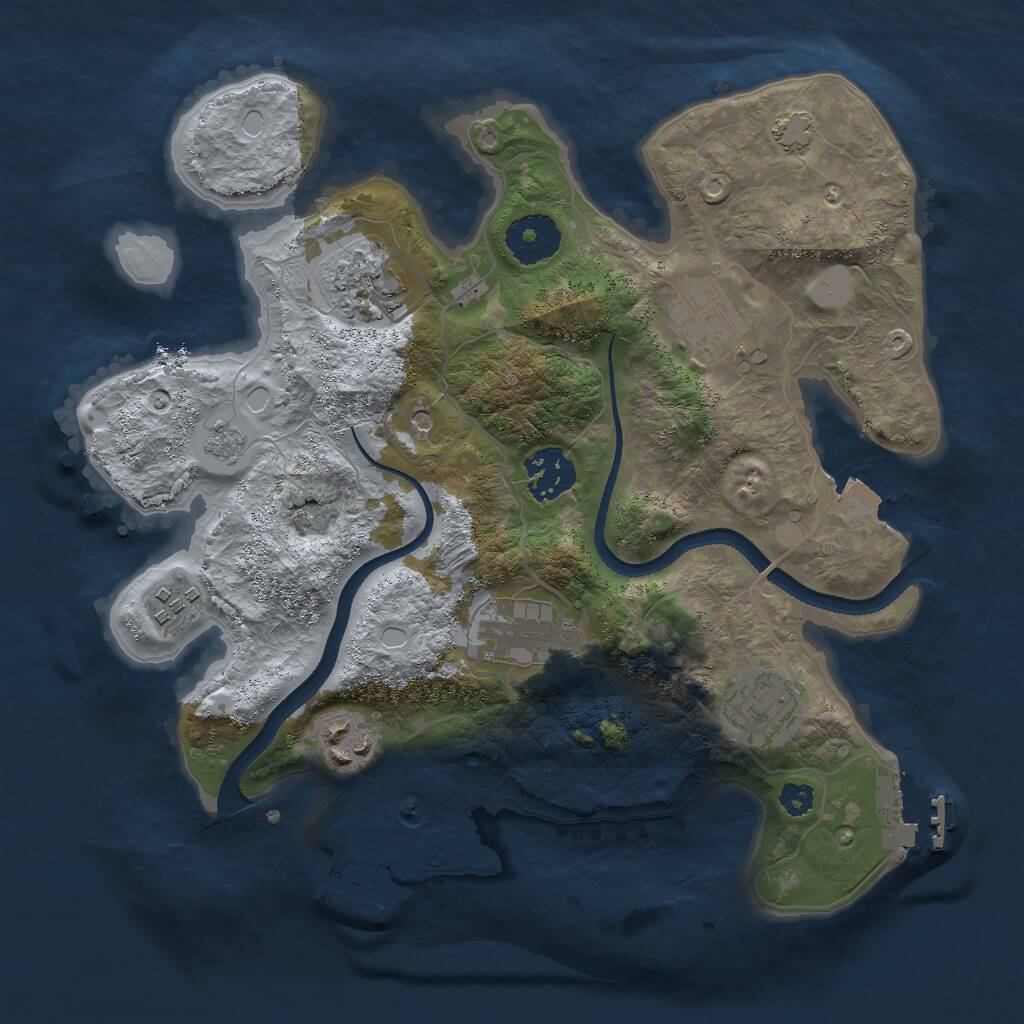 Rust Map: Procedural Map, Size: 3000, Seed: 1929104122, 13 Monuments