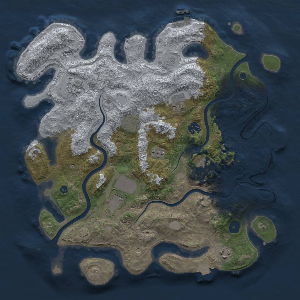 Rust Map: Procedural Map, Size: 3800, Seed: 1235497131, 14 Monuments