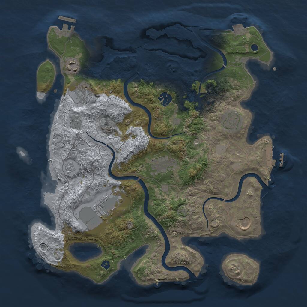 Rust Map: Procedural Map, Size: 3500, Seed: 34599960, 14 Monuments
