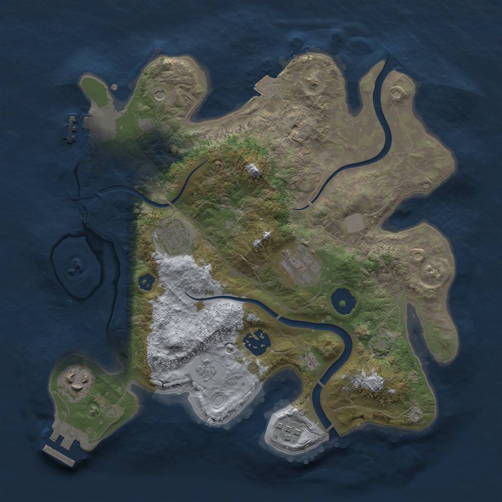Rust Map: Procedural Map, Size: 3000, Seed: 1992891932, 11 Monuments