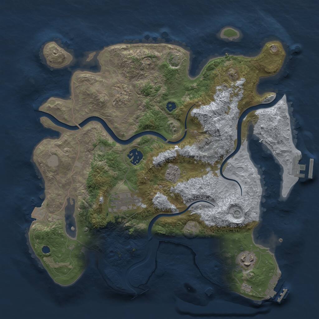 Rust Map: Procedural Map, Size: 3250, Seed: 1346879713, 10 Monuments