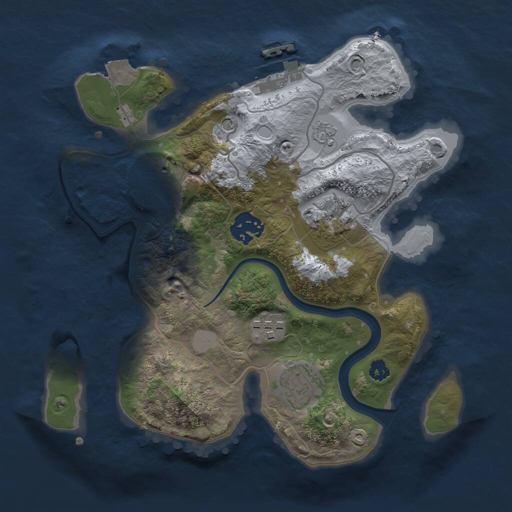 Rust Map: Procedural Map, Size: 2500, Seed: 377050317, 9 Monuments