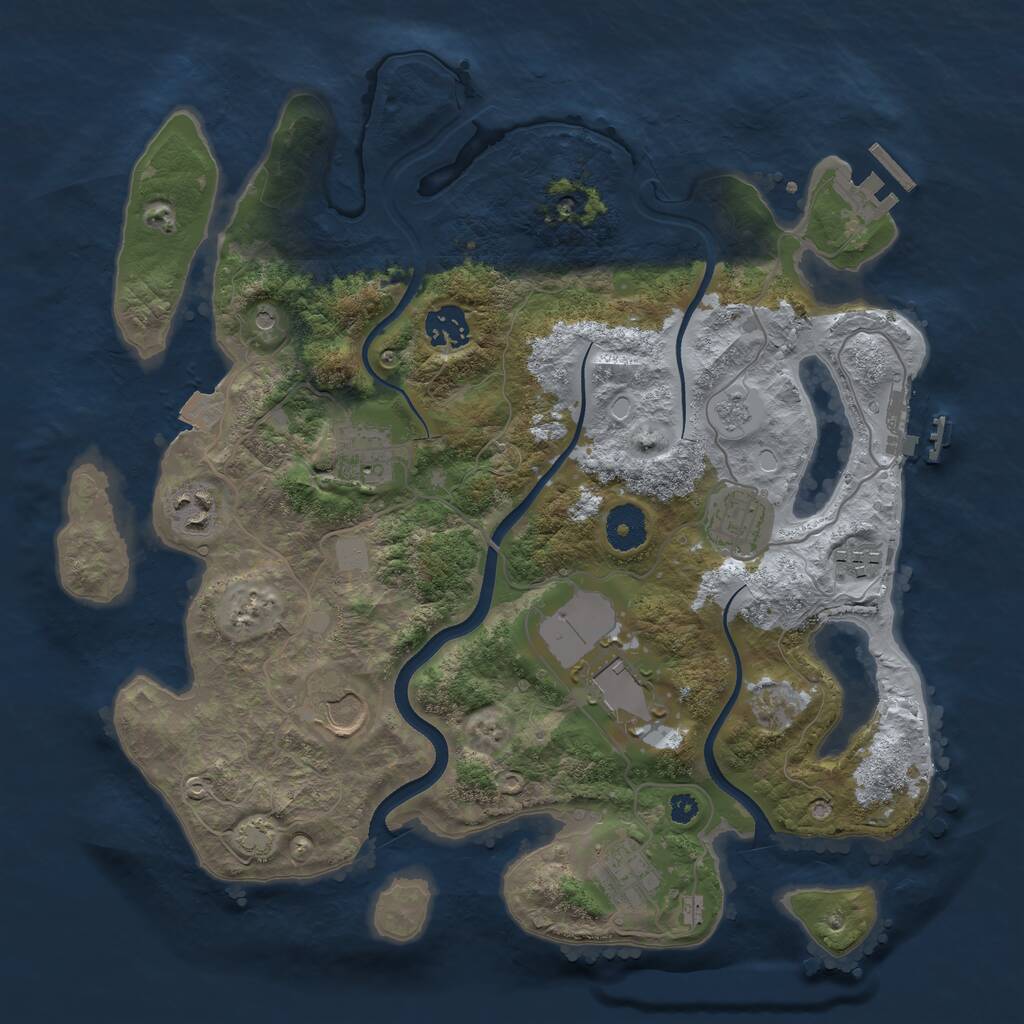 Rust Map: Procedural Map, Size: 3500, Seed: 474546455, 14 Monuments