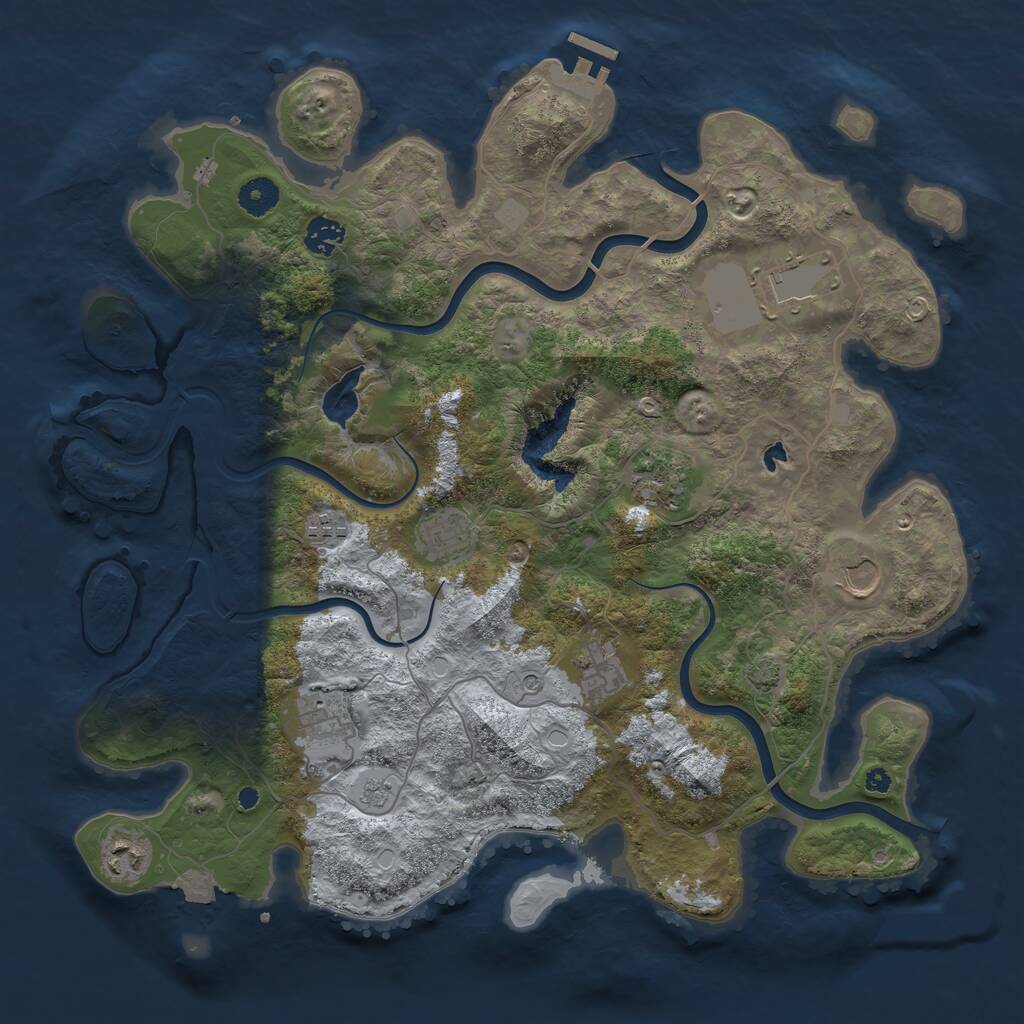 Rust Map: Procedural Map, Size: 4000, Seed: 6443, 14 Monuments
