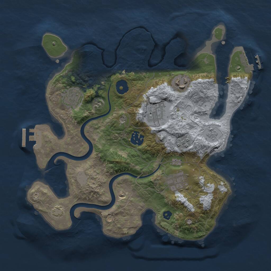 Rust Map: Procedural Map, Size: 3000, Seed: 11190704, 12 Monuments