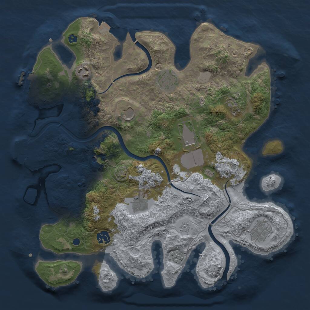 Rust Map: Procedural Map, Size: 3500, Seed: 855393140, 15 Monuments