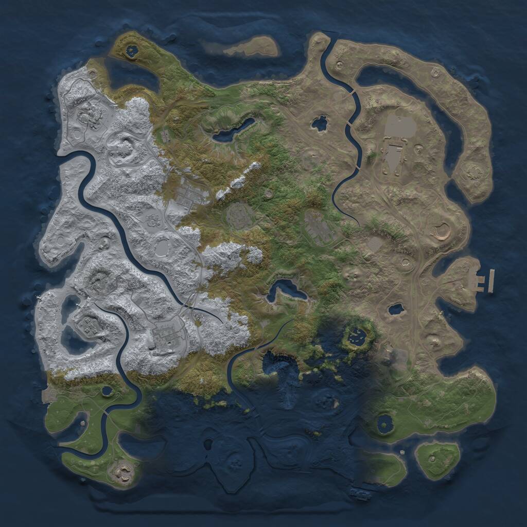 Rust Map: Procedural Map, Size: 4500, Seed: 1255557255, 17 Monuments