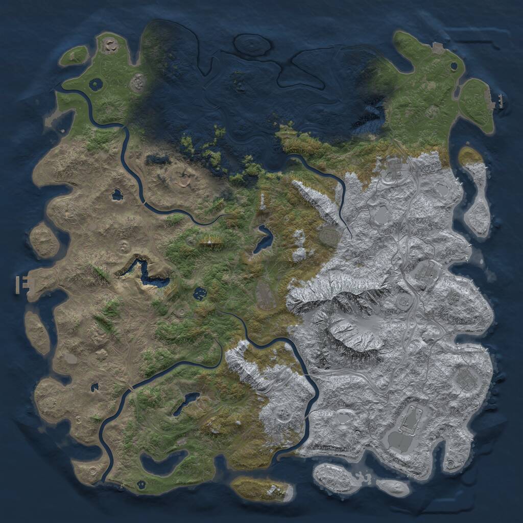 Rust Map: Procedural Map, Size: 6000, Seed: 4206969, 17 Monuments