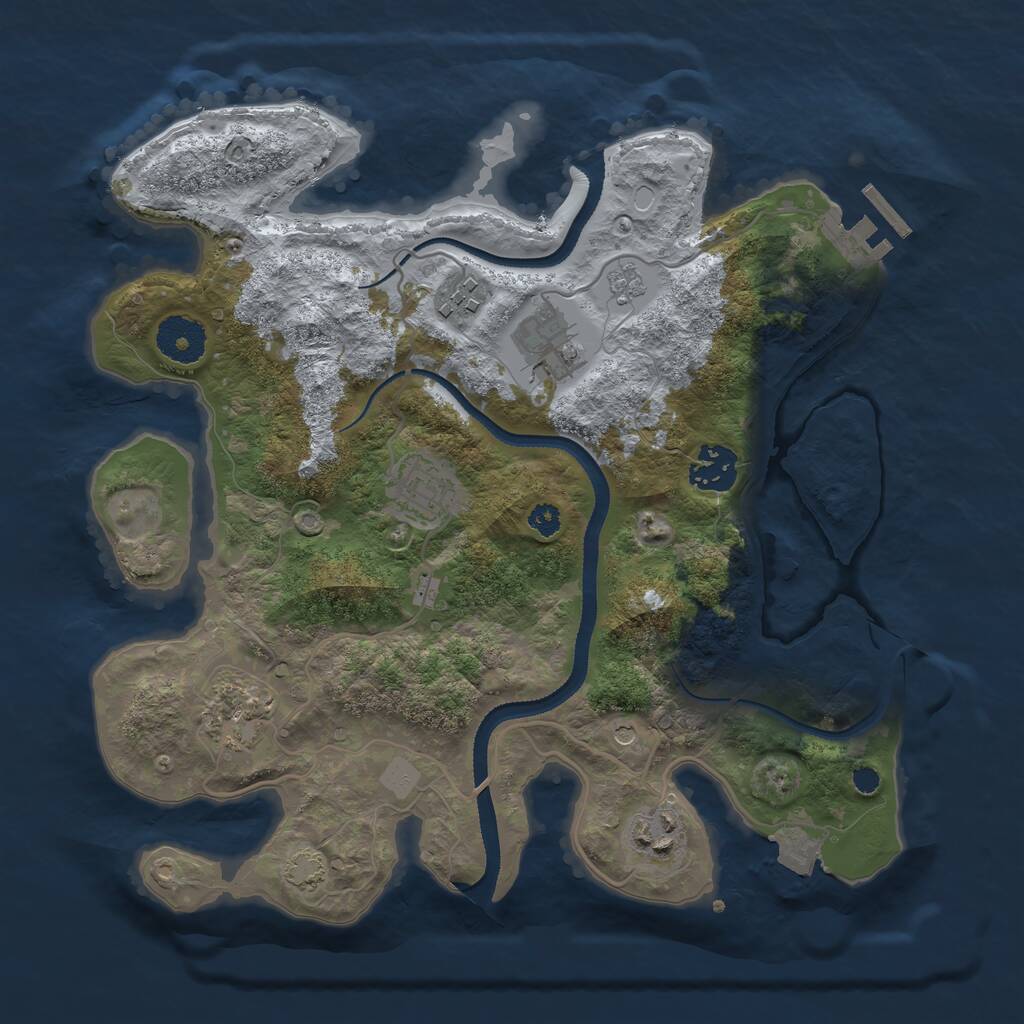 Rust Map: Procedural Map, Size: 3200, Seed: 482615, 11 Monuments