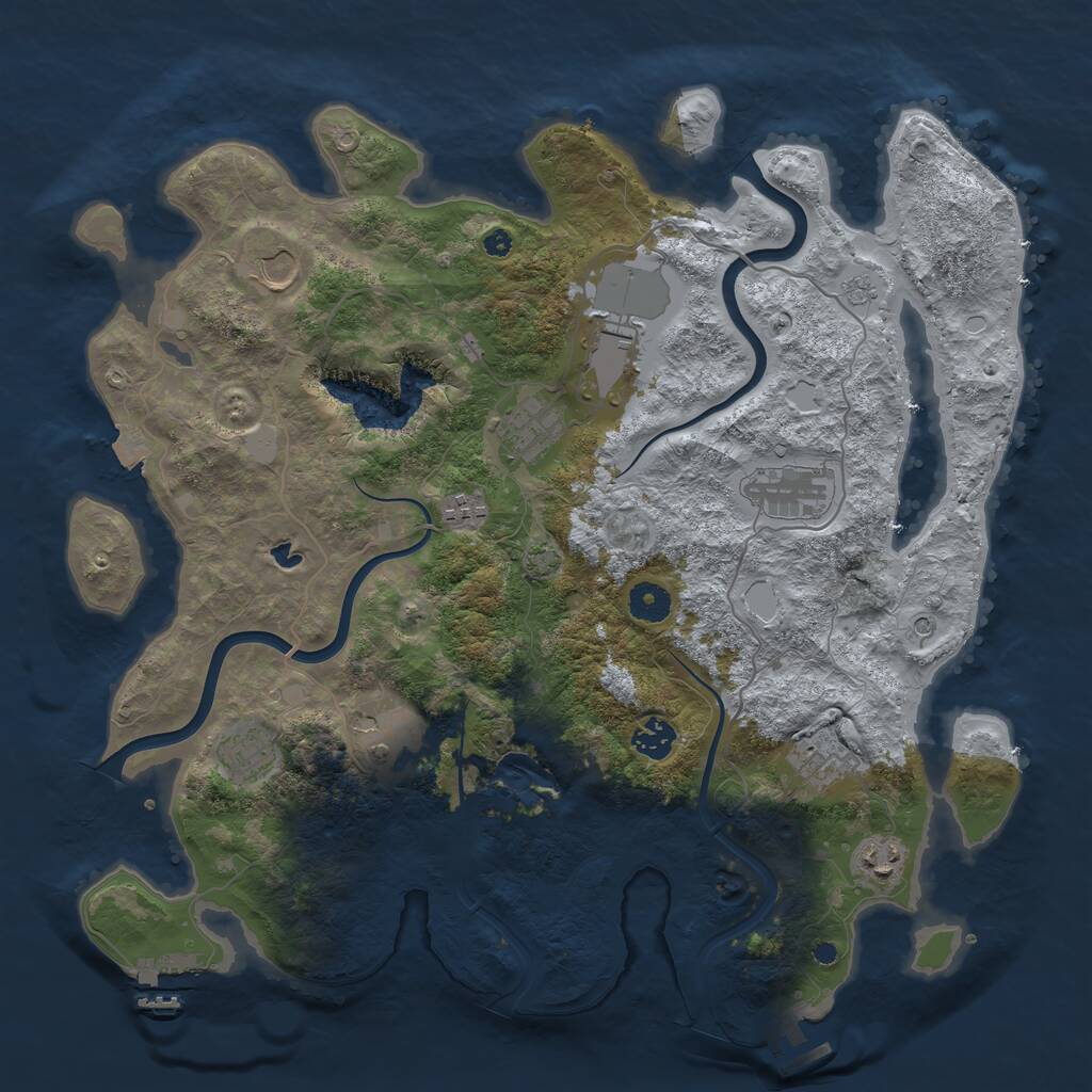 Rust Map: Procedural Map, Size: 4000, Seed: 22012163, 16 Monuments